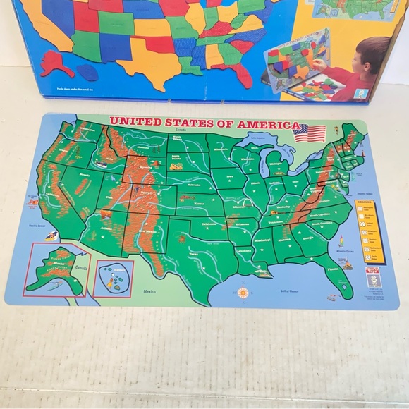 1992 Smarty Toys Magnetic USA Map Puzzle with Easel & Sorting Tray Ages 6 and Up - Picture 3 of 6